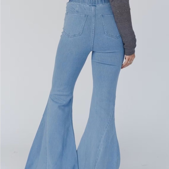 Three Bird Nest Super Flare Denim Jeans Sz S Raw Hem Boho Festival - Picture 10 of 10